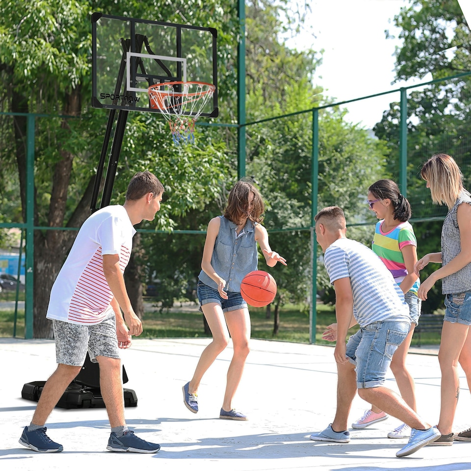 image 1 of SPORTNOW Adjustable Basketball Hoop with Weighted Base, 2.4-2.9m, Black