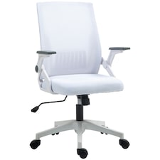 Vinsetto Mesh Office Chair for Home with Lumbar Support, Flip-up Arm White