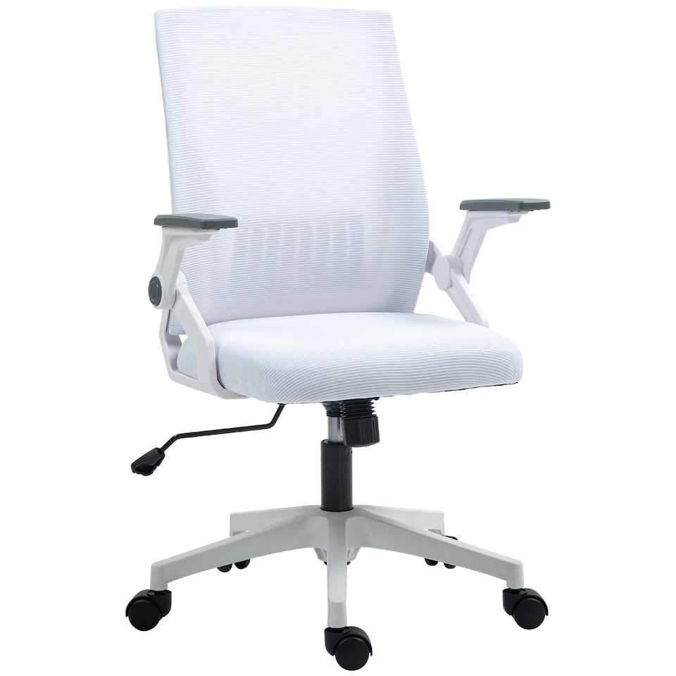 image 1 of Vinsetto Mesh Office Chair for Home with Lumbar Support, Flip-up Arm White