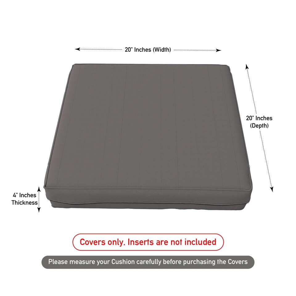 image 1 of Covers&All Square Cushion Slipcover for Patio Couch Sofa Seats Cover only, Pack of 2, 20in D x 20in W, Grey