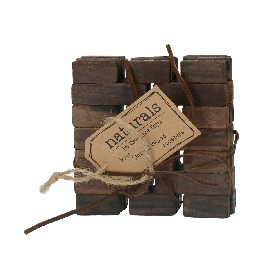 image 1 of Creative Tops Dark Slatted Wood Pack Of 4 Coasters