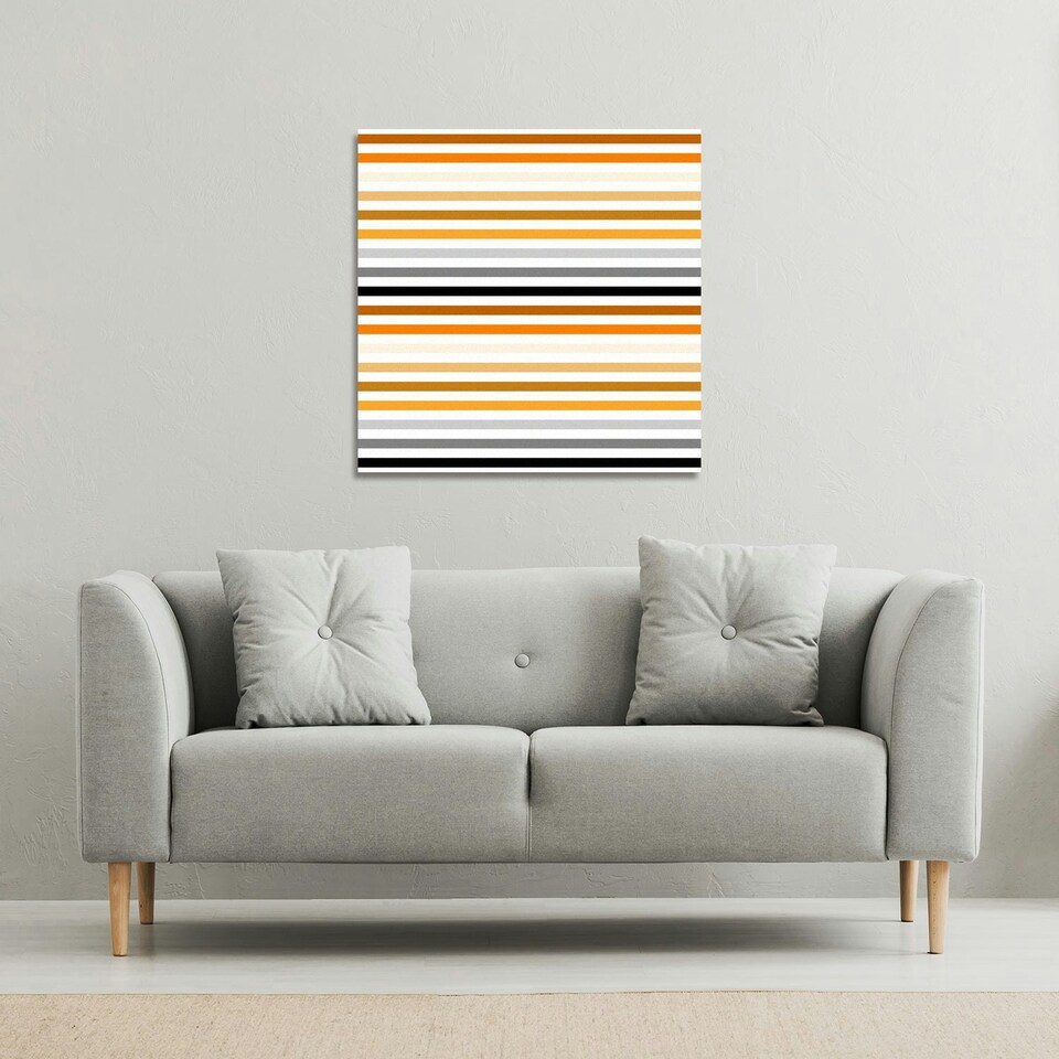 image 1 of striped pattern, orange black gray beige and brown (Canvas Print) 77 x 77 x 4cm