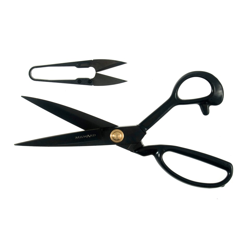image 1 of Milward Heavy Duty Scissor Gift Set - 23cm Dressmaker's Scissors & 10cm Thread Snips, Black Handles