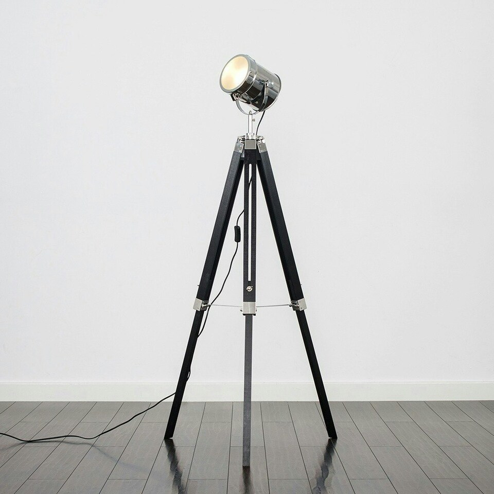 image 1 of ValueLights Starboard Tripod Black Floor Lamp Black