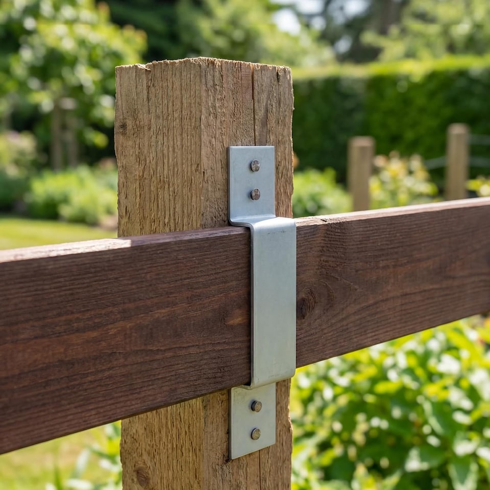 image 1 of 10 Pack Galvanised Fence Post Security Brackets Anti-Rattle Steel Panel 120x25mm