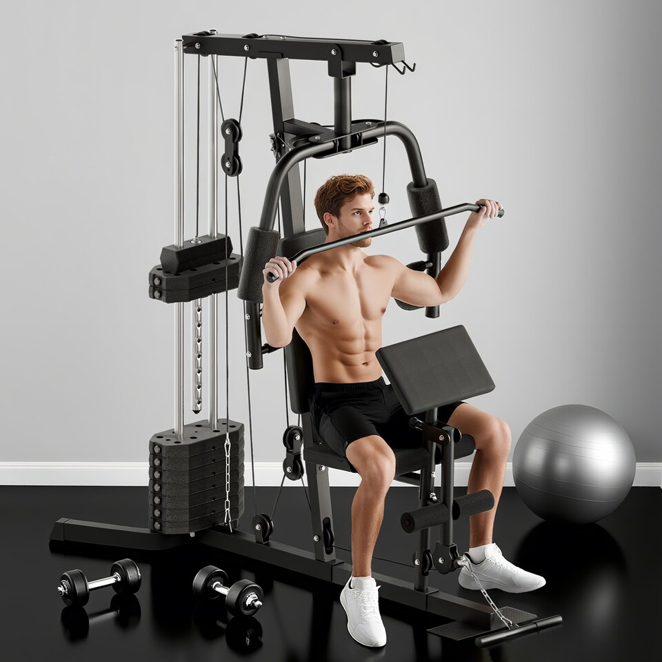 image 1 of HOMCOM Multi Home Gym Machine with 45kg Weight Stack for Full Body Workout