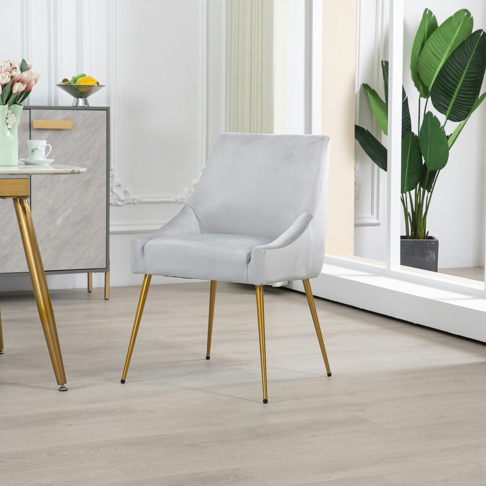 image 1 of Set of 2 Lograto Velvet Dining Chairs - Silver