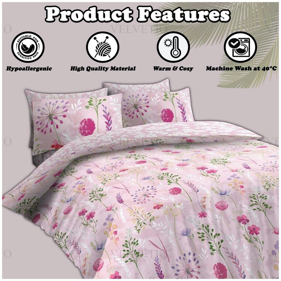 image 1 of VELVETIO Samantha Complete Duvet Cover Set with Fitted Sheet Breathable Bedding Quilt
