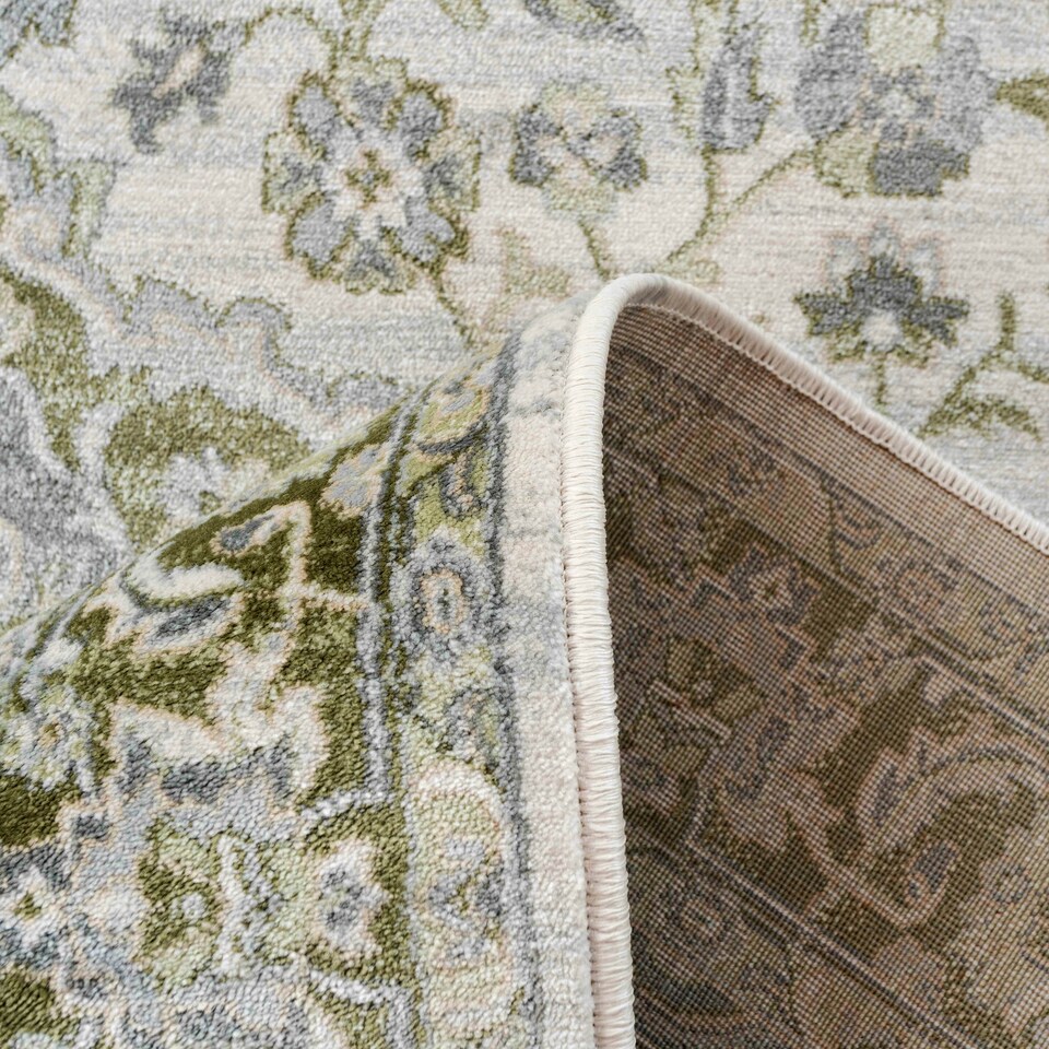 image 1 of KUKOON Green Traditional Floral Style Bordered Runner Rug 60cm x 240cm | Green