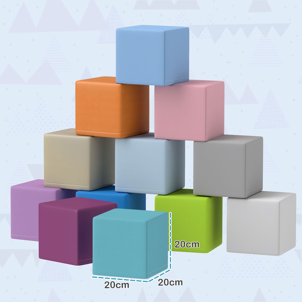 image 1 of HOMCOM 12 PCs Soft Play Blocks Soft Foam Toy Blue