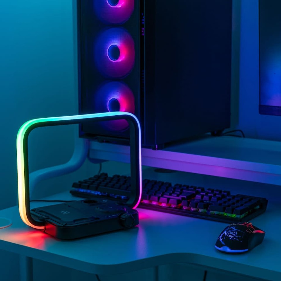 image 1 of ValueLights Black 3-in-1 Wireless Charging Pad with Colour Changing Light