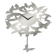 Interiors By Premier Butterflies Stainless Steel Wall Clock, Traditional Clock With Contrasting Hands, Silver Decorative Clock