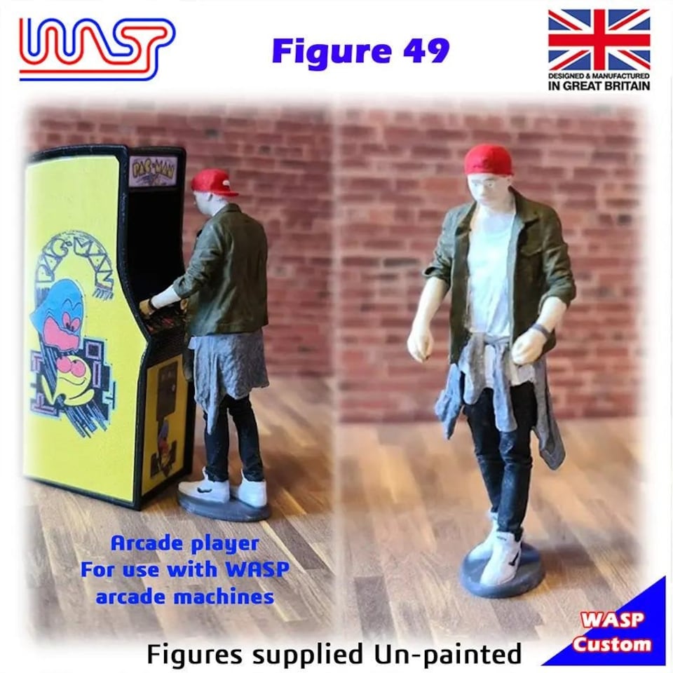image 1 of Trackside Figure Scenery Display No 49 Man Playing Arcade Machine 1:32 Wasp