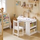 image 6 of SoBuy KMB60-W,Toddler Activity Table and Chair Set with Storage for Playroom | White | White
