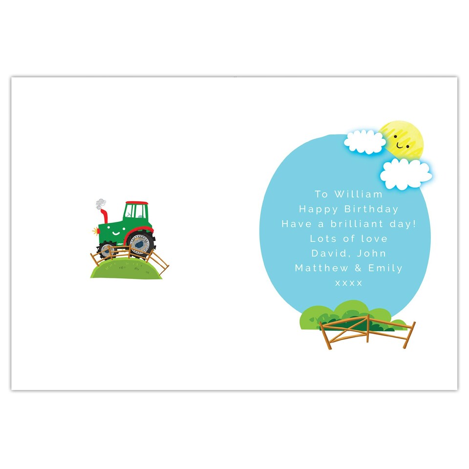 image 1 of Personalised Tractor Birthday Card