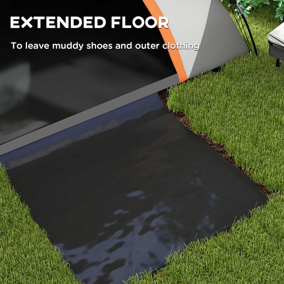 image 1 of Outsunny 2 Man Camping Tent with Sewn-in Groundsheet, 3000mm Waterproof, Orange