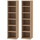 image 1 of HOMCOM 204 CD Media Display Shelf Unit Set of 2 Blu-Ray Tower Rack w  Adjustable Shelves Bookcase Storage Organiser, Natural