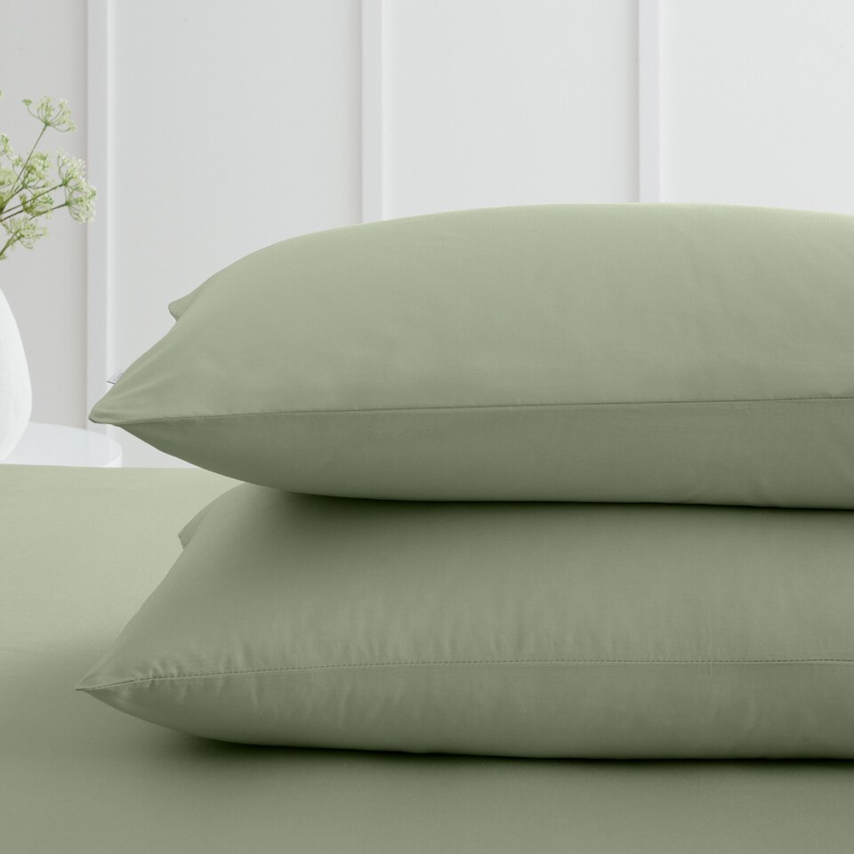 image 1 of Bianca 200 Thread Count Cotton Percale Standard Pillowcase Pair | Green | Sage Green | Standard