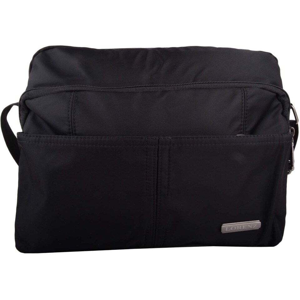 image 1 of Lorenz Smooth Polyester 'Small Messenger' Work / Travel Shoulder Bag | Black | Black