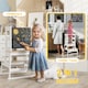 image 4 of AIYAPLAY 2 in 1 Toddler Tower w Chalkboard, Safety Rail, for Kitchen | White