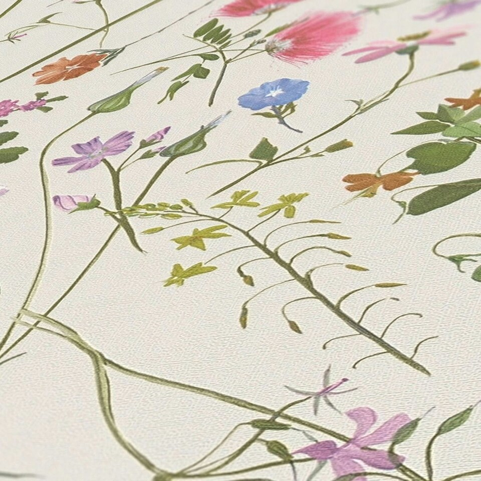 image 1 of AS Creation House Of Turnowsky Floral Textured Wallpaper - Beige/Multicoloured - 10m x 53cm Brown