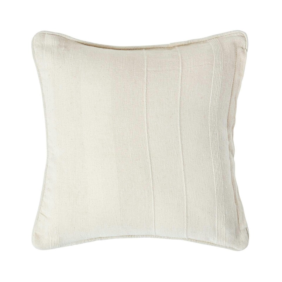 image 1 of Homescapes Cotton Rajput Ribbed Natural Cushion Cover - 45 x 45 cm | Cream | Natural | 45 x 45 cm