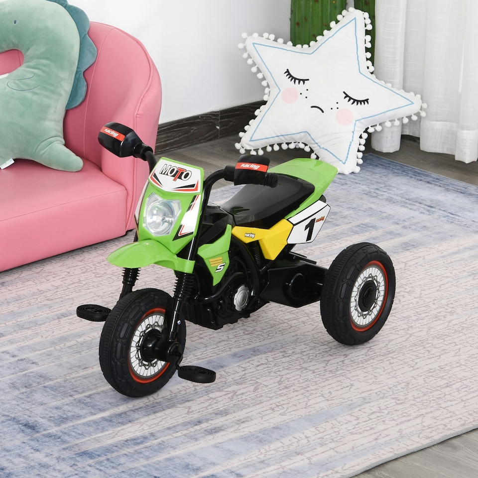image 1 of HOMCOM Toddler Pedal Tricycle Ride-On Learning Music Lights 18-36 Months Green