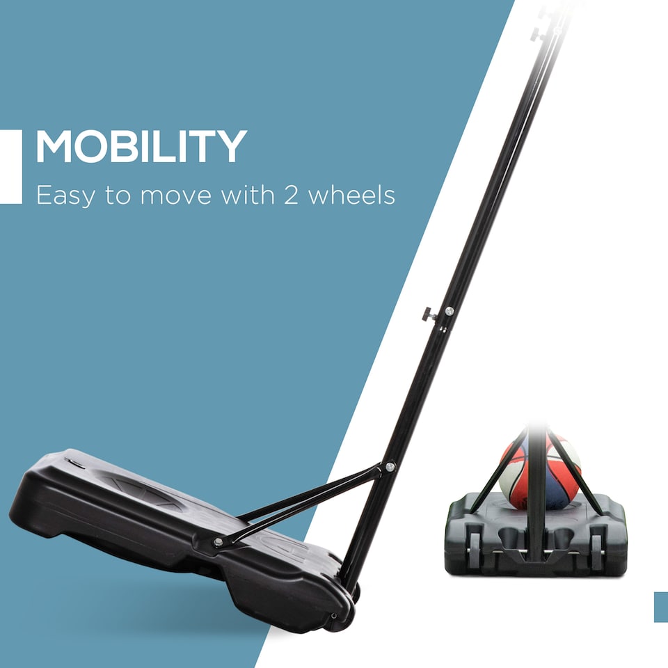 image 1 of HOMCOM Basketball Hoop and Stand with PE Backboard and Weight Base Height Adjustable 1.6-2.1m Portable on Wheels, Black