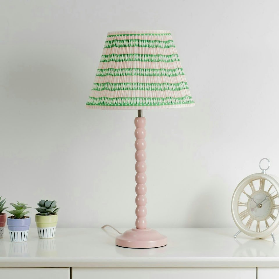 image 1 of ValueLights Riza Tapered Pink Aztec Fabric Pleated Easy Fit Small Lamp Shade