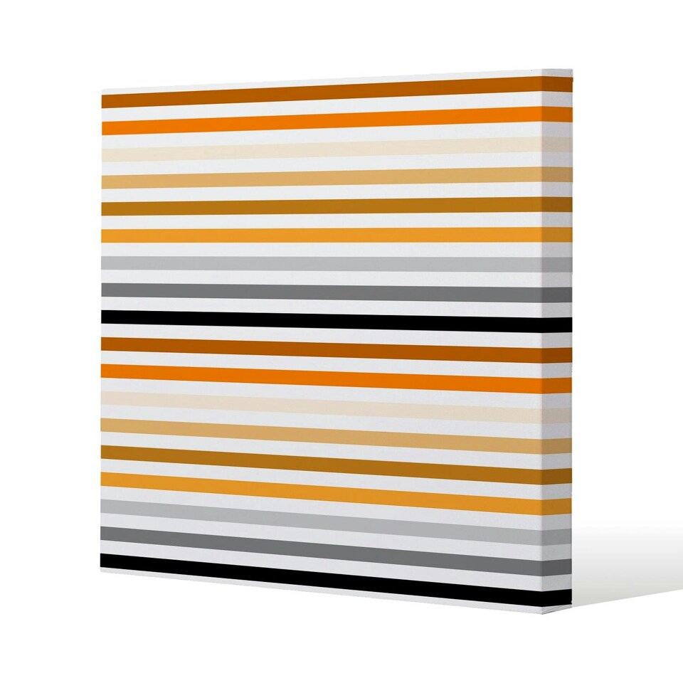 image 1 of striped pattern, orange black gray beige and brown (Canvas Print) 77 x 77 x 4cm