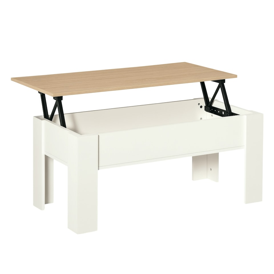 image 1 of HOMCOM Lift Top Coffee Table w/Storage Compartment, Living Room Center Table White