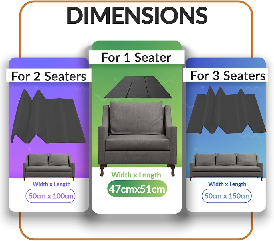 image 1 of Sofa Seat Support Board | Foldable Sofa Rejuvenator Board | Sagging Sofa Cushion Support 3 Seaters (48cm x 144cm) | Black