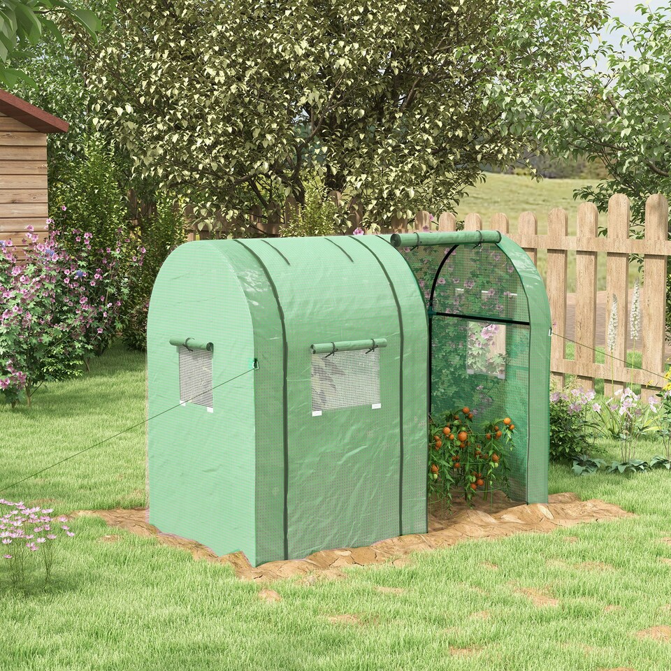 image 1 of Outsunny Tomato Greenhouse with 2 Roll-up Doors, 185 x 94 x 150cm, Green