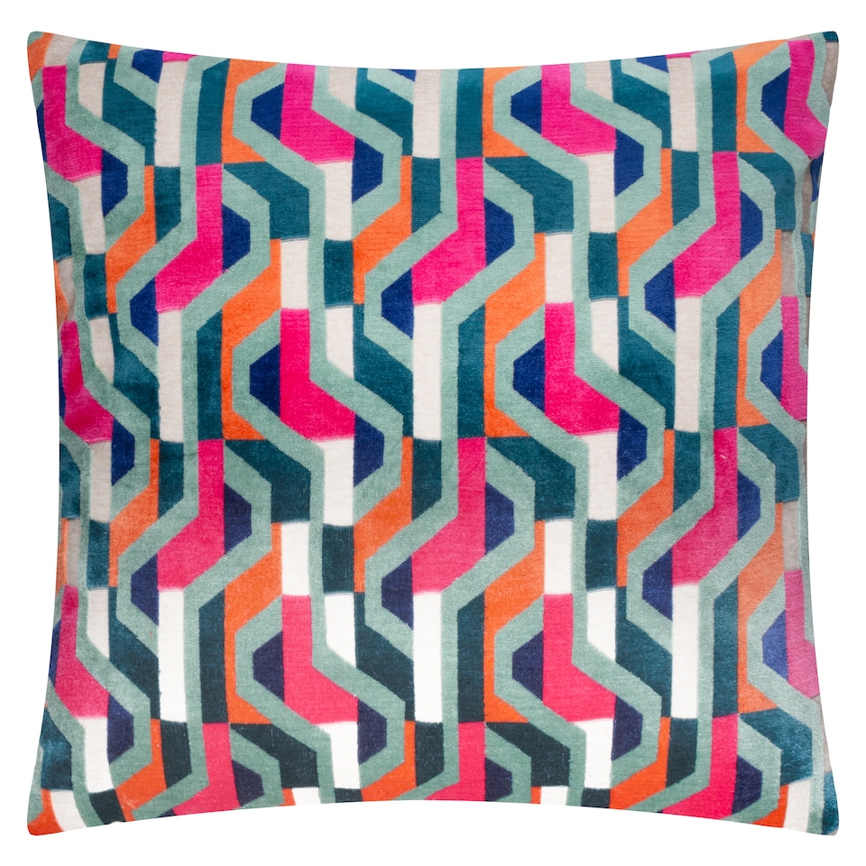 image 1 of Furn Metro Prism Velvet Cushion | Multi | Multicolour