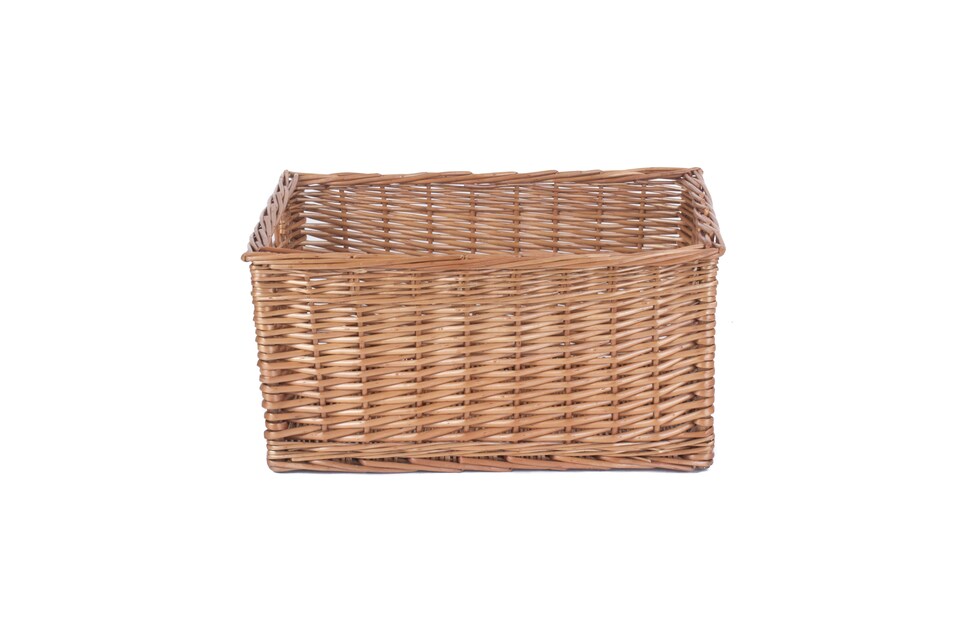 image 1 of Wicker Double Steamed Open Storage Basket Large | Brown | Brown