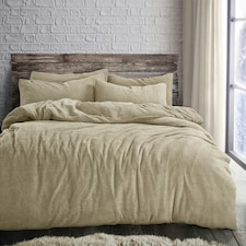 Velosso Plain Teddy Fluffy and Warm Fleece Duvet Cover Set | Cream | Taupe | King