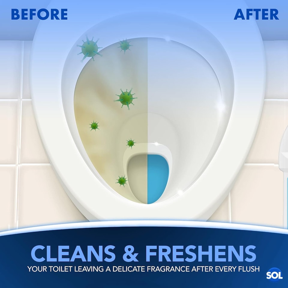 image 1 of 6pk x 70g Toilet Fresheners – Ocean Scented Blue Cistern Blocks, Lasts 1000 Flushes, Prevents Limescale & Cleans for Fresh Bathroom Air
