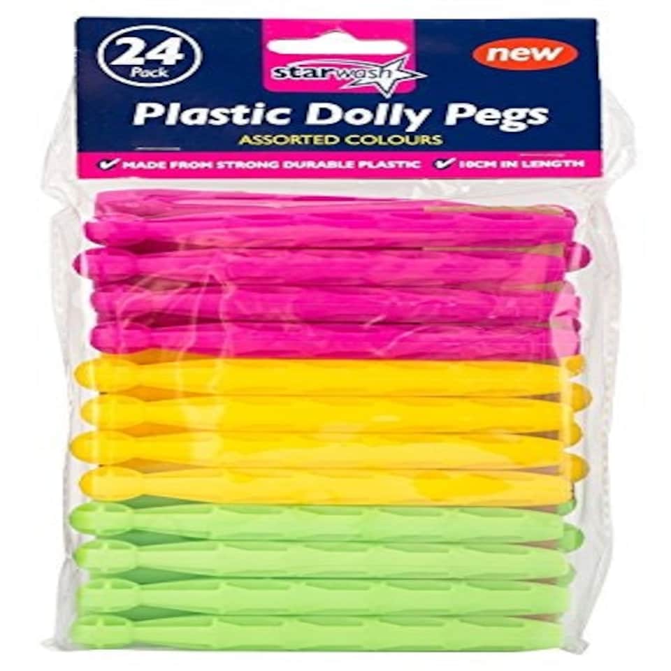 image 1 of Pack of 24 Coloured Plastic Dolly Pegs