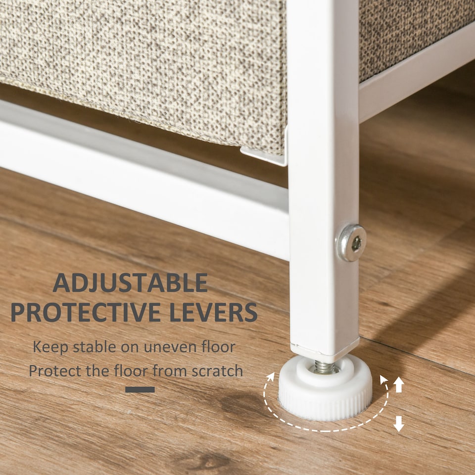 image 1 of HOMCOM Chest of Drawers with 7 Drawers, Fabric Drawers with Large Storage Space, Drawers Dresser with Metal Frame, Adjustable Feet for Bedroom Living Room, Light Grey