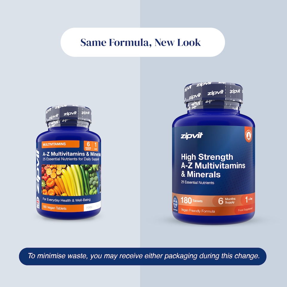 image 1 of Zipvit A-Z Multivitamin, Immune, Energy & Bone Support, 25 Essential Nutrients, 180 Vegan Tablets, 6-Month Supply