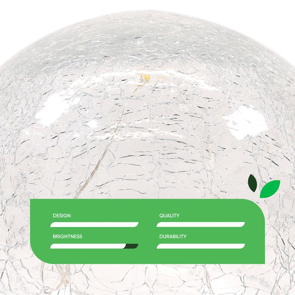 image 1 of Gardenwize Solar Crackle Ball Light - 15cm Diameter