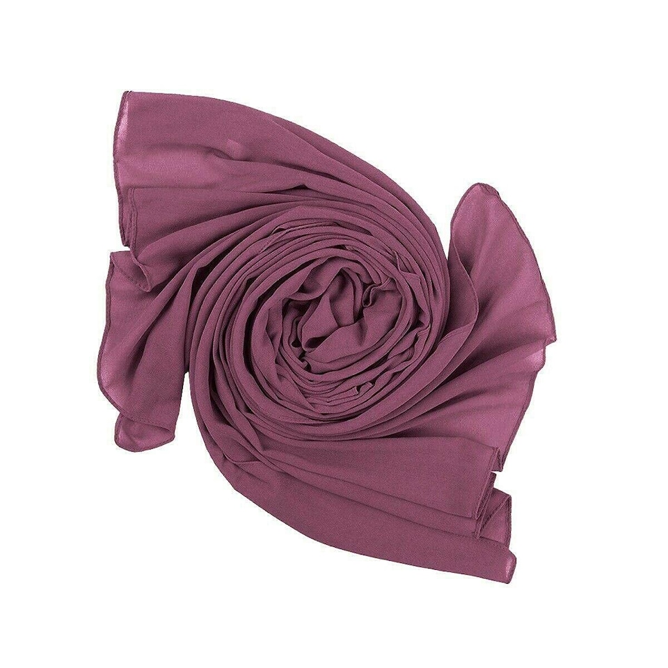 KAV Women Plain Elegant Chiffon Head Scarf Hijab, Silk Changer and Colour Turban Light Hair Wrap for Girls - (Dark Plum)