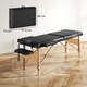 image 7 of HOMCOM Foldable Massage Bed with Beech Wood Legs Face Cradle Armrests Black Black | Natural Wood