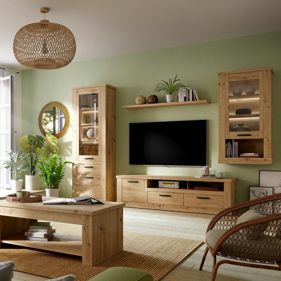 image 1 of Wensley 1 Drawer Coffee Table in Light Grey and Oak