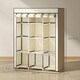 image 7 of HOMCOM Fabric Portable Wardrobe with 8 Shelves 2 Hanging Rails, Cream White Cream