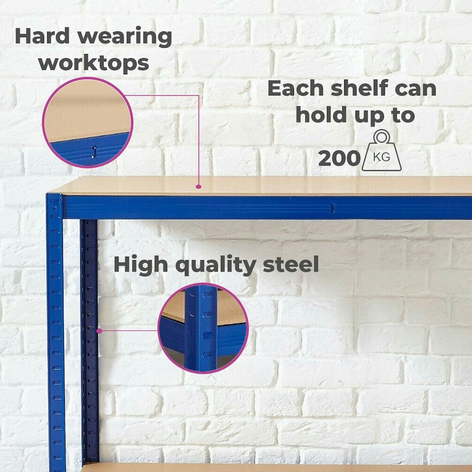 image 1 of Blue Metal Garage Workbench Blue