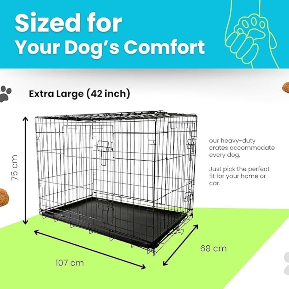 image 1 of Straame 42" Folding Metal Dog Crate Black