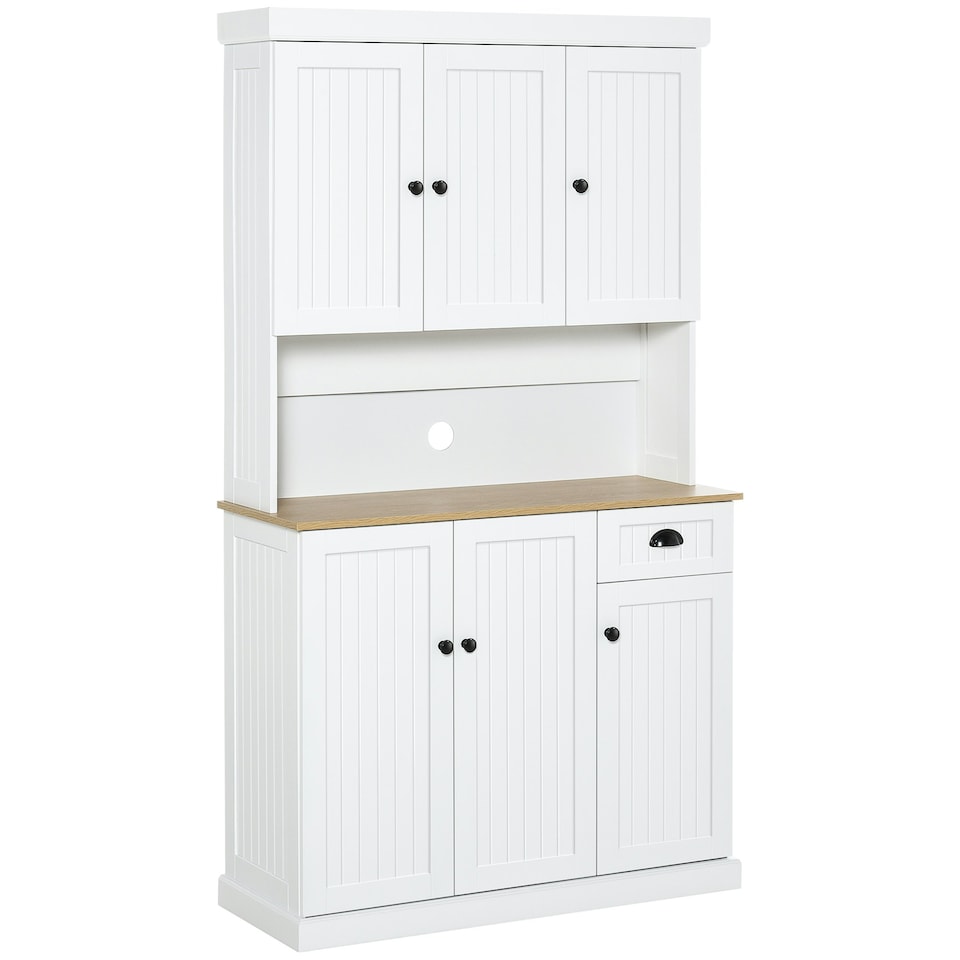 image 1 of HOMCOM Kitchen Cupboard Storage Cabinet with Adjustable Shelves, White