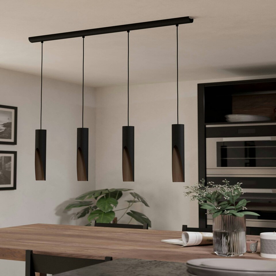 image 1 of EGLO Barbotto Modern Industrial 4 Pendant Light WBS Black