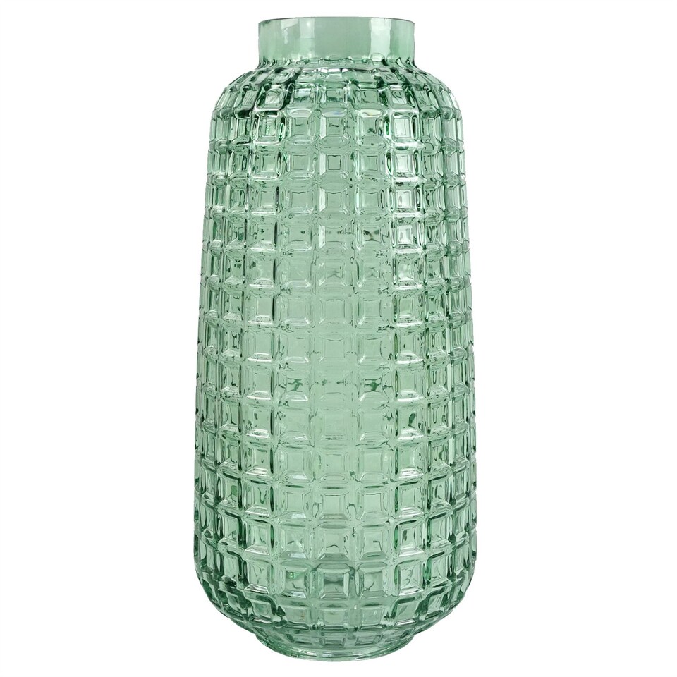 image 1 of 30cm Green Cube Glass Vase | Green | 30